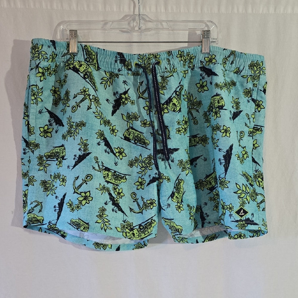 Sperry Swim Trunks with Tropical Print